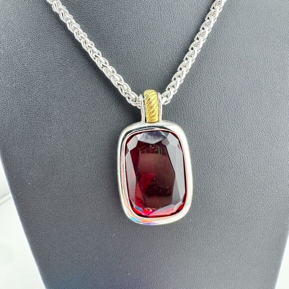 Signed Joan Rivers Interchangeable Glass Gem Necklace 9 Colors Silver Tone Chain - Picture 10 of 14